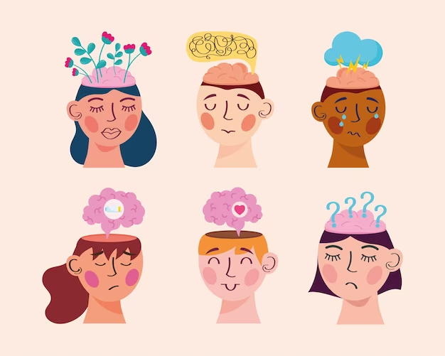 Illustration de différentes pensées et émotions